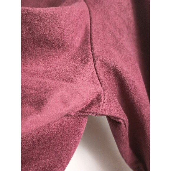 Westbound Women's Petite Sz PM Red Wine Faux Suede Long Sleeve Tasseled Top - Picture 5 of 16